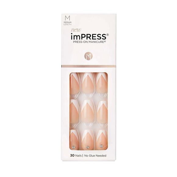 New in packaging Kiss imPRESS Medium Press-On Manicure Nails, So French - Picture 2 of 7